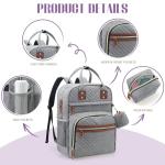 Tuwubi Diaper Bag Backpack, Baby Essentials Travel Tote Bag, Multi function Waterproof Backpacks, Travel Essentials with Stroller Straps & Pacifier Case - Grey