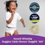 Huggies Size 5 Baby Diapers, Little Movers HuggFit 360° Baby Diapers with 360° Waistband, Size 5 (27+ lbs), 56 Count, Packaging May Vary