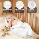 Sunny zzzZZ Muslin Hooded Baby Bath Towels - 3 Pack 100% Cotton Soft Low-Saturation Pastel Towels Including Classic White for Newborns, Infants, Toddlers - 32x32 Inch - Light Bean Paste and White