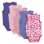 Hanes Baby Girls Bodysuits, Ultimate Flexy Infant Sleeveless 5-pack, Purple/Pink, 6-12M US