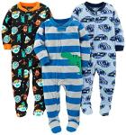Simple Joys Baby Boy's 3-pack Footed Pajmas Sleepwear, Racer Cars/Space/Dino, 12 months