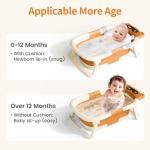 Kerbwry Collapsible Baby Bathtub for Newborn to Toddler (0-18 Months) - Foldable Baby Bath Tub with Soft Towel, Newborn& Infant Bathtub for Travel and Outdoor, Brown
