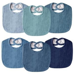 Wrrernsin Muslin Baby Bibs for Unisex Boys Girls, Cotton Drool Bib, Adjustable Newborn Bib for Drooling and Teething