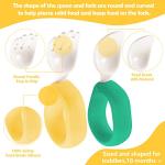 HIWOOD Baby Self Feeding Training Spoon and Fork Set with Travel Case, BPA-Free Cute Circle Toddler Training Utensils, Silicone/ABS Great Tableware Set Spoons Fork for Kids(Deep Green & Light Yellow)