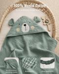 Blissful Diary Muslin Baby Hooded Towel, Soft and Absorbent Bath Towel for Newborn, Infant, Toddler, Unisex, 32″x32″ - Smart Bear