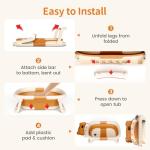 Kerbwry Collapsible Baby Bathtub for Newborn to Toddler (0-18 Months) - Foldable Baby Bath Tub with Soft Towel, Newborn& Infant Bathtub for Travel and Outdoor, Brown