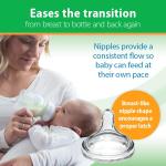 Dr. Brown's Natural Flow Anti-Colic Options+ Wide-Neck Glass Baby Bottles 5 oz/150 mL, with Level 1 Slow Flow Nipple, 3 Pack, 0m+