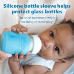 Dr. Brown's Natural Flow Anti-Colic Options+ Wide-Neck Glass Baby Bottles 5 oz/150 mL, with Level 1 Slow Flow Nipple, 3 Pack, 0m+