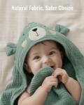 Blissful Diary Muslin Baby Hooded Towel, Soft and Absorbent Bath Towel for Newborn, Infant, Toddler, Unisex, 32″x32″ - Smart Bear
