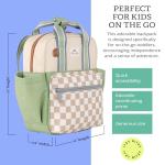 Itzy Ritzy Toddler Backpack - Daycare Bag - Features Adjustable Shoulder Straps, 2 Side Pockets & Spacious Interior with Wipeable Fabric Lining & Name Label, Checkerboard Backpack