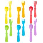 Re-Play Toddler Forks and Spoons Set - 6x6 Utensils Set for Kids - Dishwasher and Microwave Safe - Made in USA - Set of 12-5.8" x 1.2" x 0.2" - Crayon Box