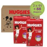Huggies Size 7 Baby Diapers, Little Movers HuggFit 360° Baby Diapers with 360° Waistband, Size 7 (41+ lbs), 88 Count (2 Packs of 44), Packaging May Vary