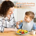 DRKIO 8 Pieces Toddler Utensils Set - Kids Silverware Set with Silicone Handle Children Safe 18/8 Stainless Steel Forks and Spoons Anti-Choke Design Food Grade Dishwasher Safe