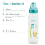 Evenflo Feeding Classic Prints Polypropylene Bottles for Baby, Infant and Newborn - Blue/Green/Teal, 8 Ounce (Pack of 12)
