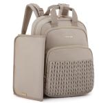 mommore Diaper Bag Backpack, Stylish Travel Baby Bag with Insulated Pockets, Changing Pad and Stroller Straps for Toddler (L-Brown Taupe, Large-27L)