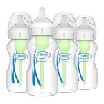 Dr. Brown's Natural Flow Anti-Colic Options+ Wide-Neck Baby Bottles 9 oz/270 mL, with Level 1 Slow Flow Nipple, 4 Count, 0m+