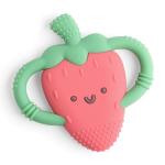 Itzy Ritzy Strawberry-Shaped Baby Teether with Handles – Silicone Teether for Babies with Easy-Grab Handles and Textured, Teethable Surfaces – Baby Teething Toy for 3 Months & Up (Strawberry)
