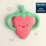 Itzy Ritzy Strawberry-Shaped Baby Teether with Handles – Silicone Teether for Babies with Easy-Grab Handles and Textured, Teethable Surfaces – Baby Teething Toy for 3 Months & Up (Strawberry)
