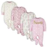 Gerber Baby Girls 4 Pack Sleep 'N Play Footie, Princess Pink, 6-9 Months
