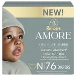 Pampers Amore, Size 0 (up to 10 lbs), 76 Count, Our Best Diaper – Hypoallergenic & Fragrance Free, Up to 100% Leakproof, Soft as Cashmere