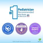 Dr. Brown's Natural Flow Anti-Colic Options+ Wide-Neck Baby Bottles 9 oz/270 mL, with Level 1 Slow Flow Nipple, 4 Count, 0m+