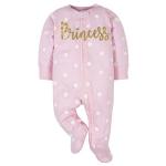 Gerber Baby Girls 4 Pack Sleep 'N Play Footie, Princess Pink, 6-9 Months