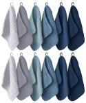 Ease Cubs 12 Pack Muslin Washcloths for Baby - 100% Cotton Baby Wash Cloths for or Baby Face Body Comfy and Soft for Newborn Infants Kids Girls and Boys - 12"x12" - Slate, Grey and Navy Series