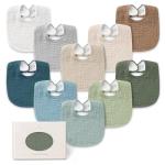 Konssy 10-Pack Muslin Baby Bibs, Soft Cotton Bandana Bibs for Drooling & Teething, Unisex Solid Colors for Boys & Girls, Newborn & Infant