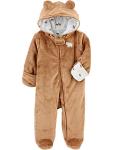 Simple Joys By Carter's Unisex Baby Fleece Footed Jumpsuit Pram Snowsuit, Brown Bear, 6-9 Months US