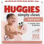 Huggies Simply Clean Fresh Scent Baby Wipes, 3 Flip-Top Packs of 64 (192 Wipes Total), Packaging May Vary