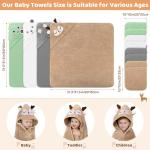 CandyHome 12 PCS Baby Bath Towels Set for Infants Toddlers, 4 PCS Animal Hooded Baby Towels & 8 PCS Washcloths Set, Ultra Absorbent Cute Soft Newborn Bath Essentials Gifts for Boys & Girls