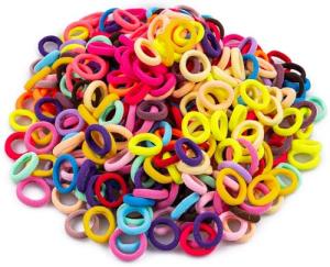 TVINLIK 350 PCS Multicolor Cotton Hair Ties – Small Baby Hair Elastics for Kids and Girls, No Crease Finger Ponytail Holders (20 Colors)
