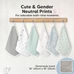 6-Pack Cotton Baby Washcloths for Newborn - Organic Cotton Muslin Soft Wash Cloths for Babies, Infant, Kids, Toddler Towels for Boy, Girl, Super Absorbent Face Cloths, Scratch-Free Baby Rags (Nordic)