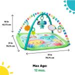 Bright Starts Wild Wiggles Baby Activity Gym & Play Mat with FoldingToy bar, Newborn and up - Green, 18.5” x 29.1” x 29.1”