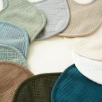 Konssy 10-Pack Muslin Baby Bibs, Soft Cotton Bandana Bibs for Drooling & Teething, Unisex Solid Colors for Boys & Girls, Newborn & Infant