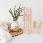 Baby Shower Wooden Block Decorations - OH BABY Sign Little Blocks, (Set of 6),for Baby Shower Party Table Centerpiece Decoration, Guestbook Keepsake
