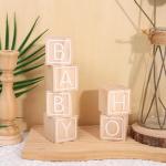 Baby Shower Wooden Block Decorations - OH BABY Sign Little Blocks, (Set of 6),for Baby Shower Party Table Centerpiece Decoration, Guestbook Keepsake