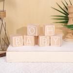 Baby Shower Wooden Block Decorations - OH BABY Sign Little Blocks, (Set of 6),for Baby Shower Party Table Centerpiece Decoration, Guestbook Keepsake