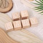 Baby Shower Wooden Block Decorations - OH BABY Sign Little Blocks, (Set of 6),for Baby Shower Party Table Centerpiece Decoration, Guestbook Keepsake