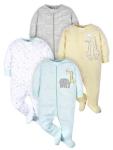 Gerber Unisex Baby 4 Pack Sleep 'N Play Footie Animals Green 0-3 Months