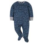 Gerber Baby Boys 4 Pack Sleep 'N Play Footie, Dinosaur Blue, 0-3 Months