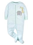 Gerber Unisex Baby 4 Pack Sleep 'N Play Footie Animals Green 0-3 Months