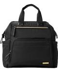 Skip Hop Diaper Bag Backpack: Mainframe Large Capacity Wide Open Structure with Changing Pad & Stroller Attachement, Black with Gold Trim