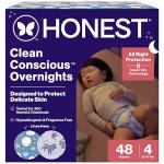 The Honest Company Comfort Dry Disposable Overnight Diapers for Sensitive Skin, Hypoallergenic, Baby Cozy Cloud and Star Signs Design Club Box Size 4 (22–37 lbs) 48 Count