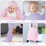 Synrroe 2 Pack Hooded Muslin Cotton Baby Towels, 32x32Inch, Pink & Purple