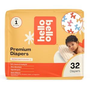 Hello Bello Premium Diapers Size 1 (8-12 lbs), Balloon Buddies Designs, 32ct Jumbo Pack
