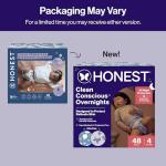 The Honest Company Comfort Dry Disposable Overnight Diapers for Sensitive Skin, Hypoallergenic, Baby Cozy Cloud and Star Signs Design Club Box Size 4 (22–37 lbs) 48 Count