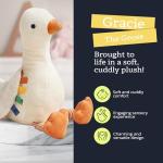 Itzy Ritzy Snuggles Plush Toy – Soft Stuffed Animal for Babies, Kids & Adults – Sensory Ribbons & Textured Fabrics for Tactile Play – Cozy & Cuddly Companion for Newborns & Up (Goose)