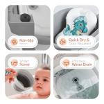Collapsible Bathtub Baby for Infants & Newborns w/Thermometer, Drain Plug with Heat Sensor & Scoop – Compact Travel Baby Bath Space-Saving Bath for Travel, Shower & Small Bathrooms