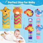 URMYWO Wrist Rattles for Baby - Rattle Socks - Foot Finder Set - Baby Toys for 0-12 Months Infant - Newborn Essentials - Early Learning Sensery Toys for Boy Girl as Shower Gifts Easter Basket Stuffer